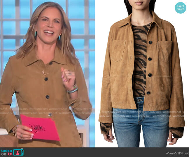 Zadig & Voltaire Toi Daim Suede Shirt Jacket worn by Natalie Morales on The Talk