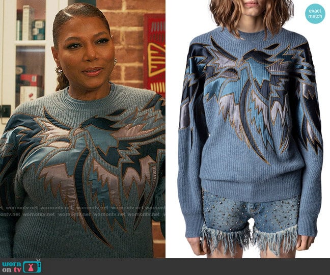 Zadig & Voltaire Kanson Eagle Graphic Sweater worn by Robyn McCall (Queen Latifah) on The Equalizer