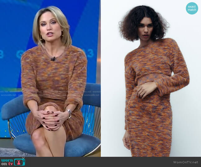 Zara Faux Fur Sweatshirt worn by Amy Robach on Good Morning America