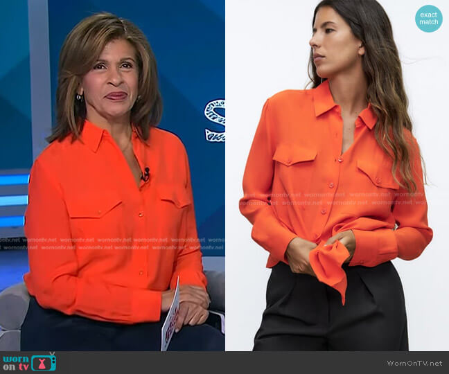 Zara Flowy with Pockets in Orange worn by Hoda Kotb on Today