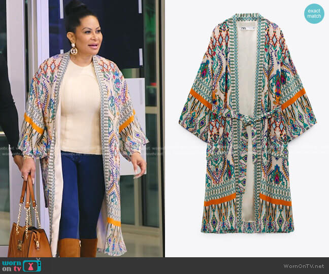 Zara Long Printed Jacket worn by Jen Shah on The Real Housewives of Salt Lake City
