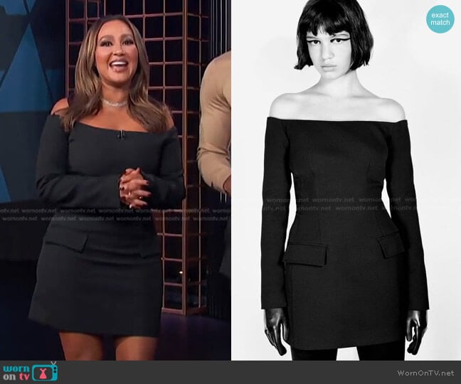 Zara Off-The-Shoulder Dress worn by Adrienne Houghton on E! News