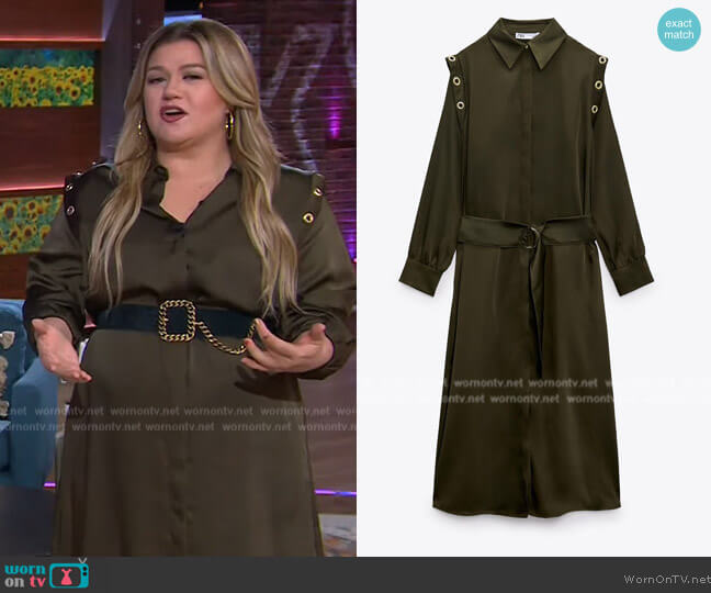 WornOnTV: Kelly’s green satin grommet embellished dress on The Kelly ...