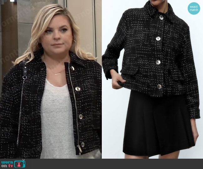 Zara Structured Jacket with Metal Buttons worn by Maxie Jones (Kirsten Storms) on General Hospital