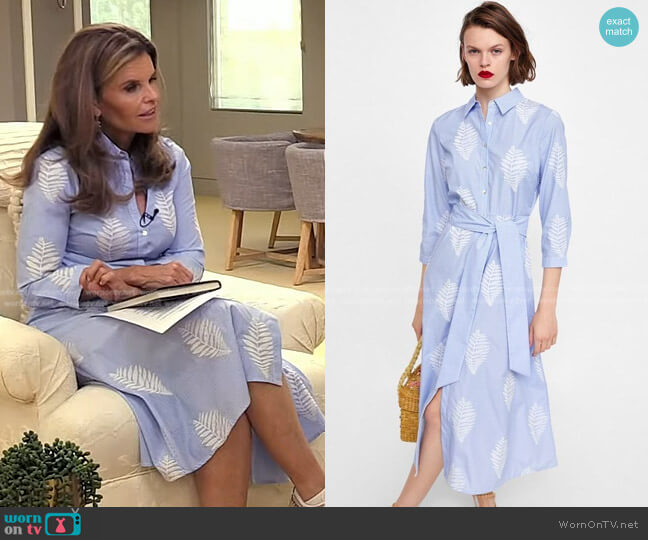 Zara Striped Embroidered Dress worn by Maria Shriver on Today