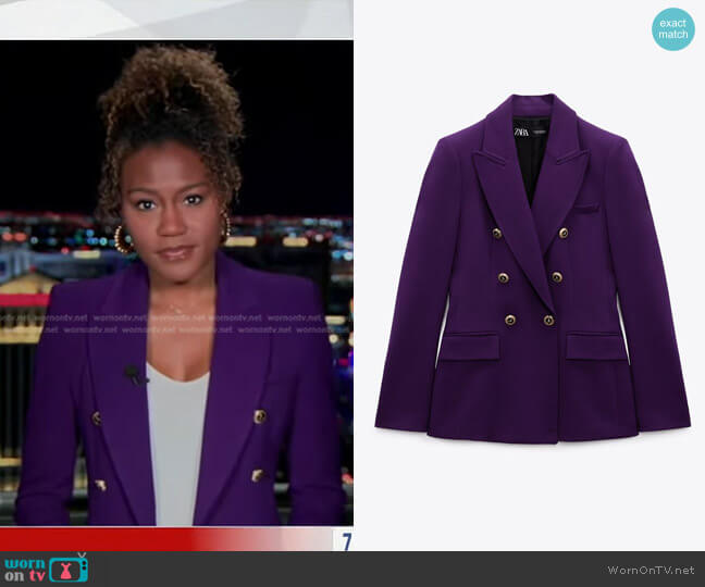Zara Tailored Double Breasted Blazer worn by Janai Norman on Good Morning America