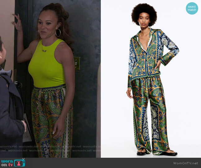 Zara Flowing Printed Trousers worn by Ashley Darby on The Real Housewives of Potomac