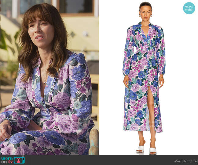 Zimmermann Poppy Plunge Midi Dress worn by Judy Hale (Linda Cardellini) on Dead to Me