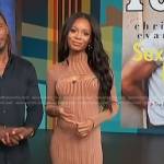 Zuri’s brown ribbed cutout dress on Access Hollywood