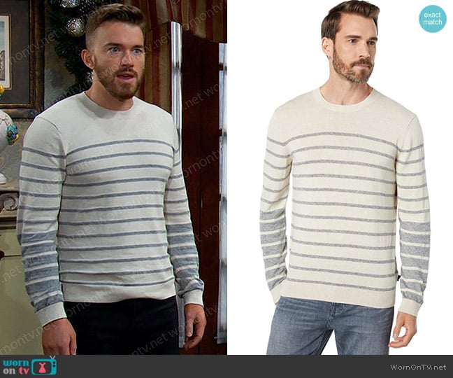 7 For All Mankind Normandy Stripe Sweater worn by Will Horton (Chandler Massey) on Days of our Lives