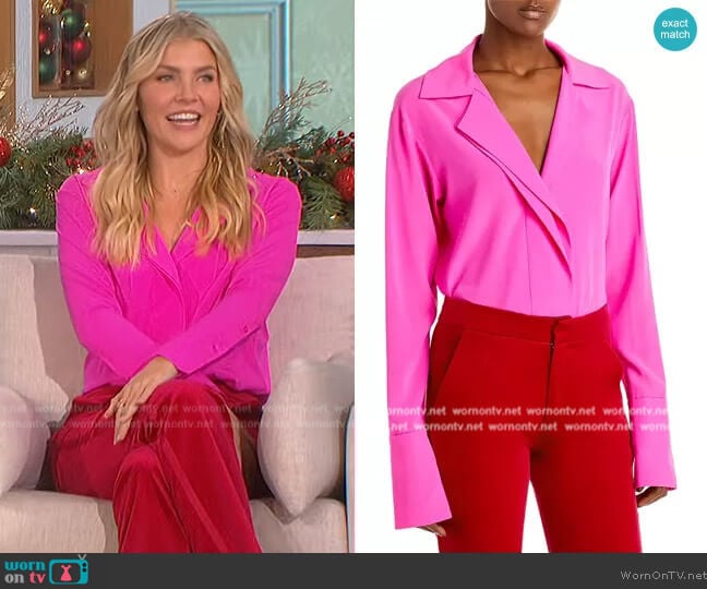 A.L.C. Kinsley Silk Button-Down Top worn by Amanda Kloots on The Talk