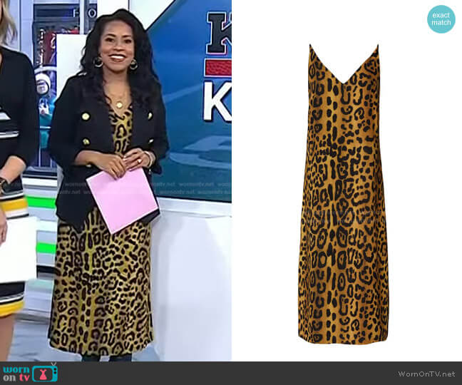 Adam Lippes Leopard Cami Dress worn by Sheinelle Jones on Today