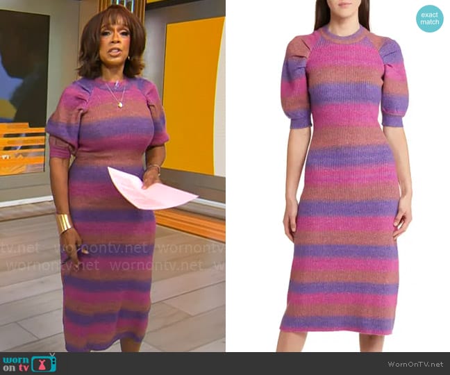 Adelyn Rae Lauren Ombre Knit Dress worn by Gayle King on CBS Mornings