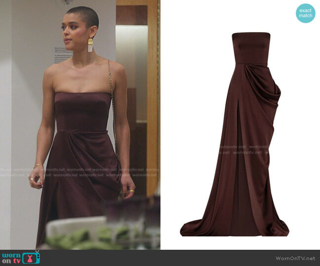 Alex Perry Hudson Drape Gown worn by Julien Calloway (Jordan Alexander) on Gossip Girl