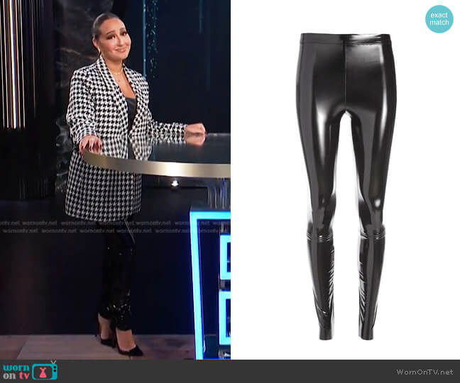 Alice + Olivia Maddox Patent Leggings worn by Adrienne Houghton on E! News