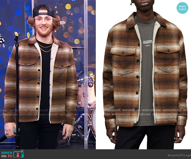 All Saints Seneca Relaxed Fit Plaid Jacket worn by Kelly Ripa on Live with Kelly and Ryan