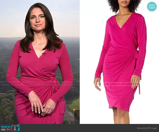 Amazon Essentials Long Sleeve Classic Wrap Dress worn by Maria Larosa on Today