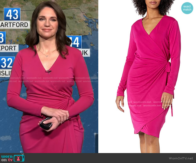 Amazon Essentials Long Sleeve Classic Wrap Dress worn by Maria Larosa on Today