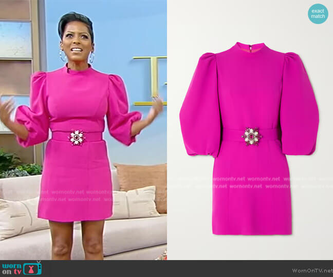 Andrew GN Embellished belted crepe mini dress worn by Tamron Hall on Tamron Hall Show