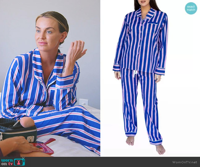 Sant and Abel Andy Cohen Striped Pajama Set worn by Whitney Rose on The Real Housewives of Salt Lake City
