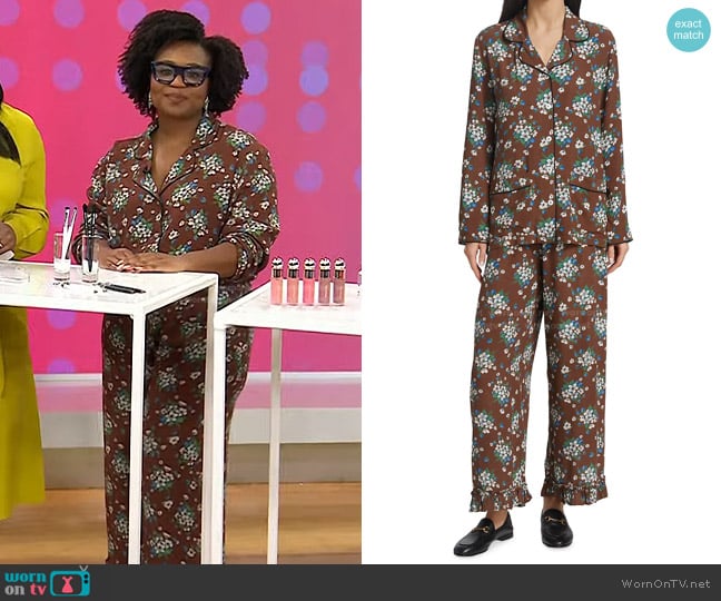 Batsheva Floral-Print Pajama Top and Pants worn by Jessica on Today