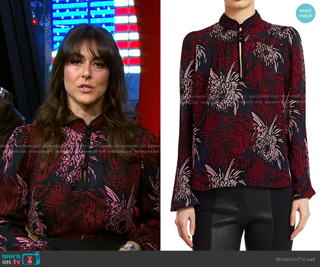 A.L.C. Beatrix Floral Silk Blouse worn by Erielle Reshef on Good Morning America