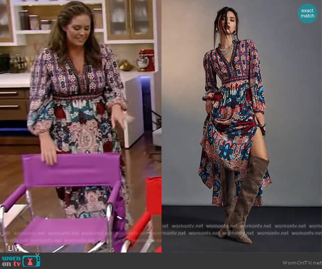 Bhanuni by Jyoti Patterned Maxi Dress worn by Monica Mangin on Live with Kelly and Mark