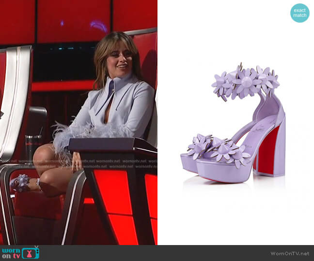 Christian Louboutin Daisy Spikes Leather Sandals 130 worn by Camila Cabello on The Voice