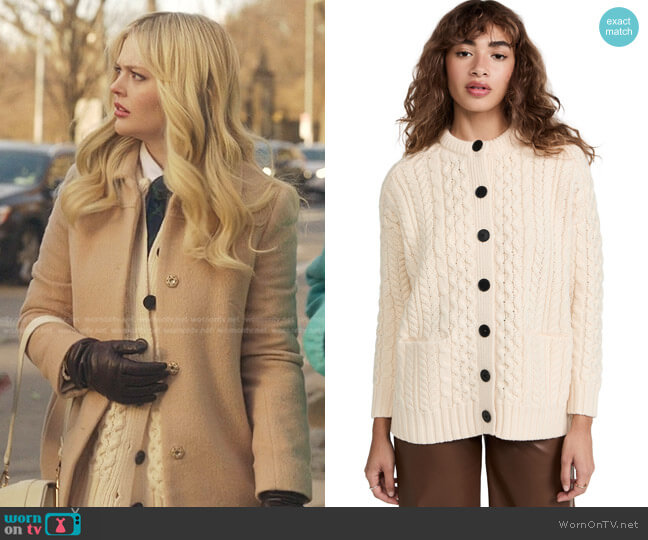 Rebecca Taylor Cable Knit Oversized Cardigan worn by Audrey Hope (Emily Alyn Lind) on Gossip Girl