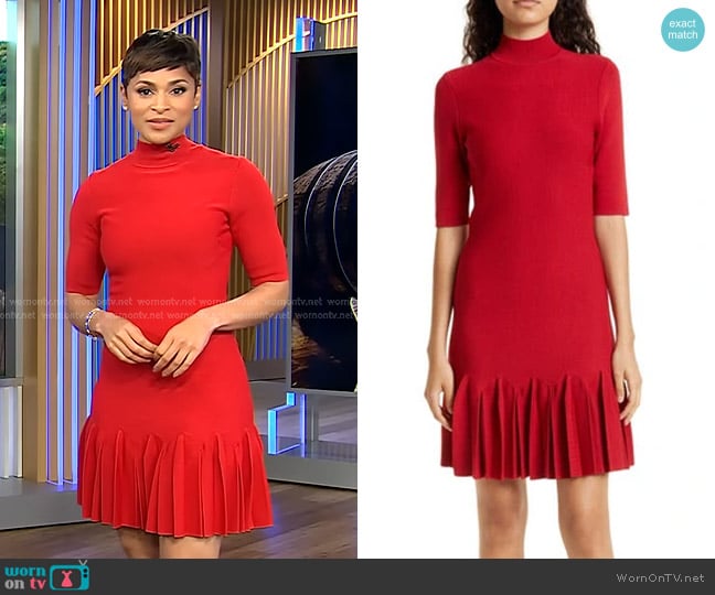 Ted Baker Canddy Fit-and-Flare Dress worn by Jericka Duncan on CBS Evening News