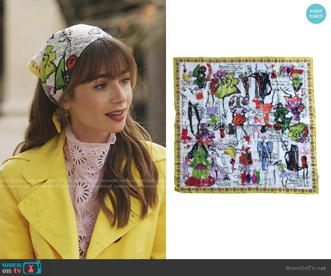 Christian Lacroix Print Silk Scarf worn by Emily Cooper (Lily Collins) on Emily in Paris