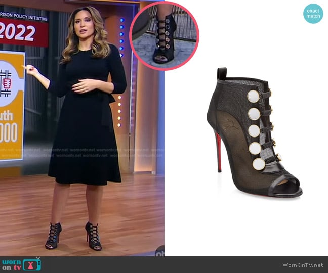 Christian Louboutin Marikate Mesh Peep-Toe Ankle Boots worn by Rhiannon Ally on Good Morning America