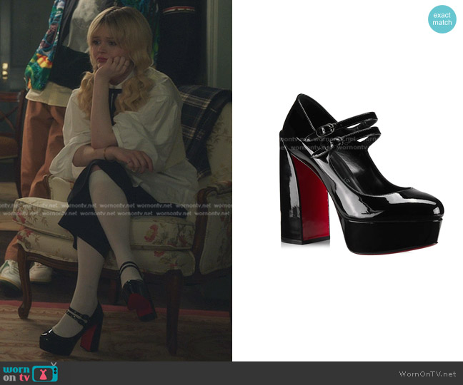 Christian Louboutin Movida Jane Patent Leather Pumps worn by Audrey Hope (Emily Alyn Lind) on Gossip Girl