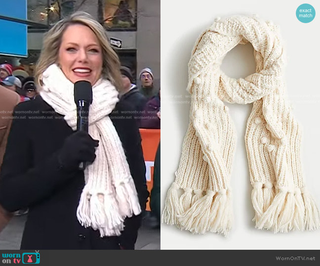 J. Crew Chunky Knit Bobble Scarf worn by Dylan Dreyer on Today