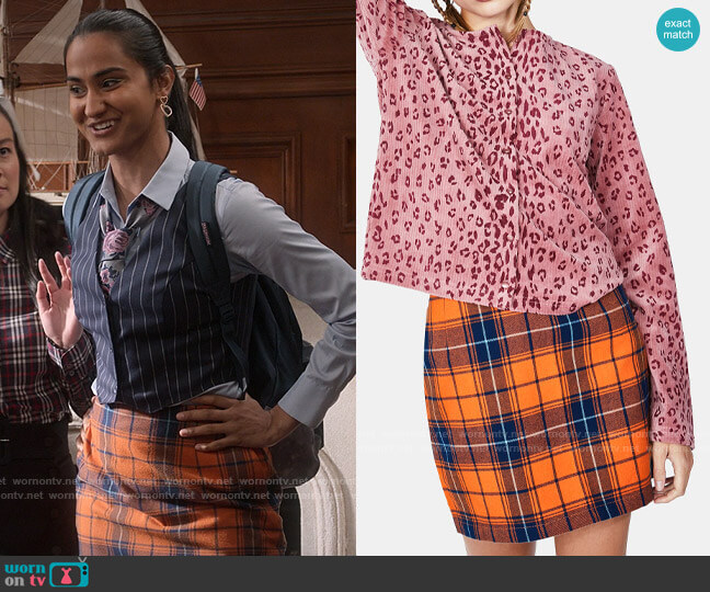 x-Girl at Dolls Kill Orange Plaid Mini Skirt worn by Bela Malhotra (Amrit Kaur) on The Sex Lives of College Girls