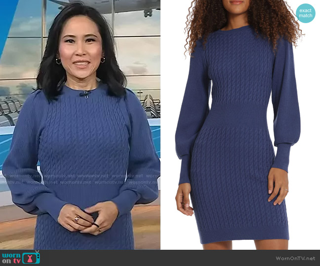 Donna Morgan Cable Knit Sweater Dress worn by Vicky Nguyen on Today