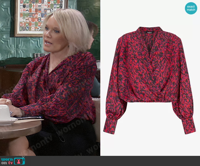 Express Abstract Print Draped Front Top worn by Ava Jerome (Maura West) on General Hospital