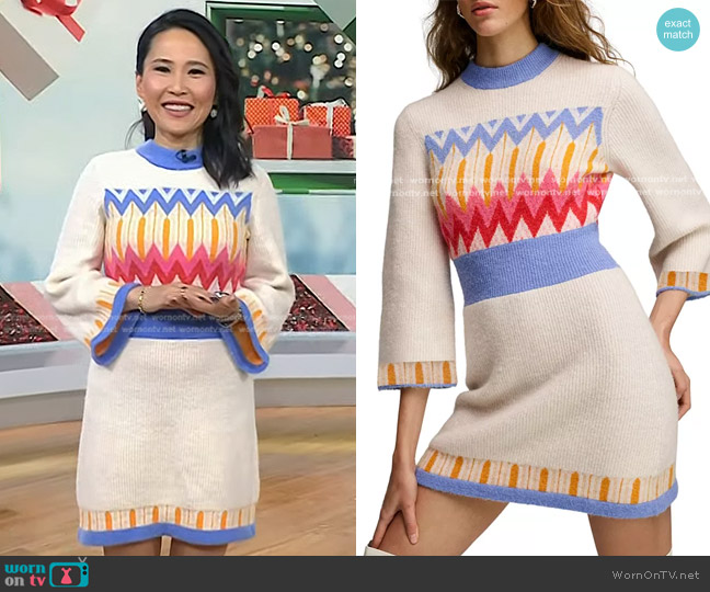 French Connection Neya Fair-Isle Sweater Dress worn by Vicky Nguyen on Today