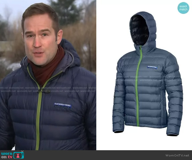 Feathered Friends Eos Down Jacket in Midnight worn by Morgan Chesky on Today