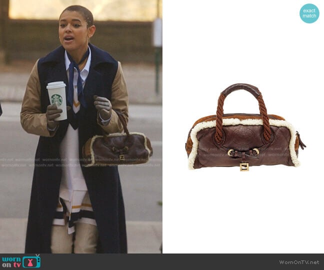 Fendi Tri Color Leather and Shearling Rope Handle Satchel worn by Julien Calloway (Jordan Alexander) on Gossip Girl