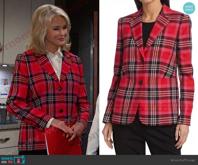 Folge Wool-Blend Plaid Blazer by Kate Spade worn by Marlena Evans (Deidre Hall) on Days of our Lives