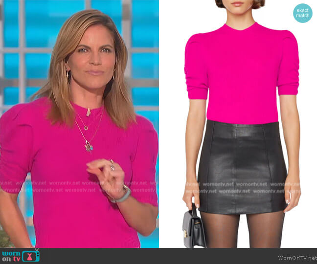 Frame Ruched Sleeve Recycled Cashmere Blend Sweater worn by Natalie Morales on The Talk