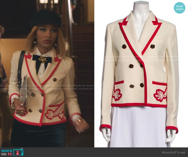 Gucci Silk Blazer worn by Monet de Haan (Savannah Lee Smith) on Gossip Girl