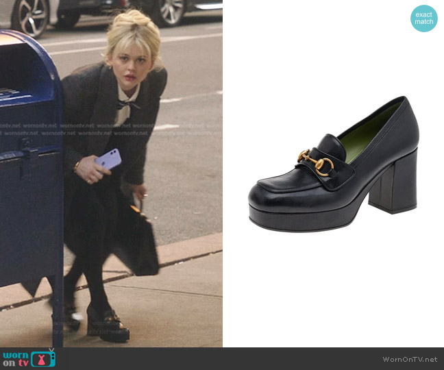 Gucci Houdan Horsebit Platform Loafer Pumps worn by Audrey Hope (Emily Alyn Lind) on Gossip Girl