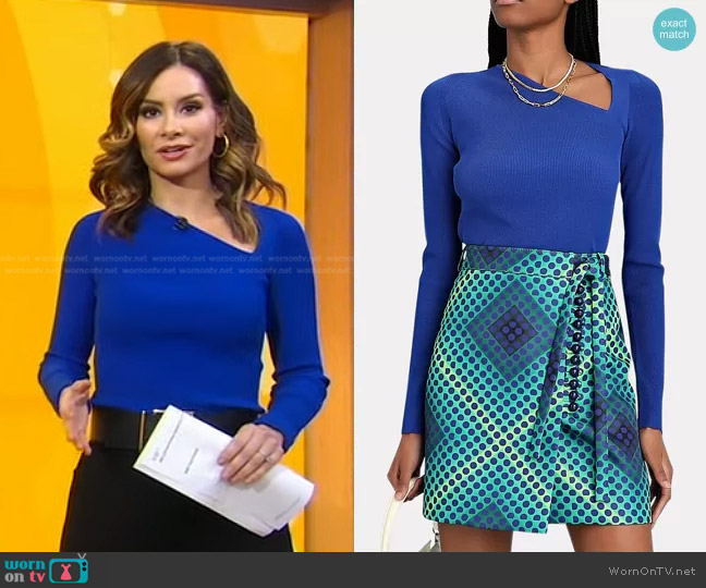 Helmut Lang Rib-Knit Raglan Pullover worn by Rebecca Jarvis on Good Morning America