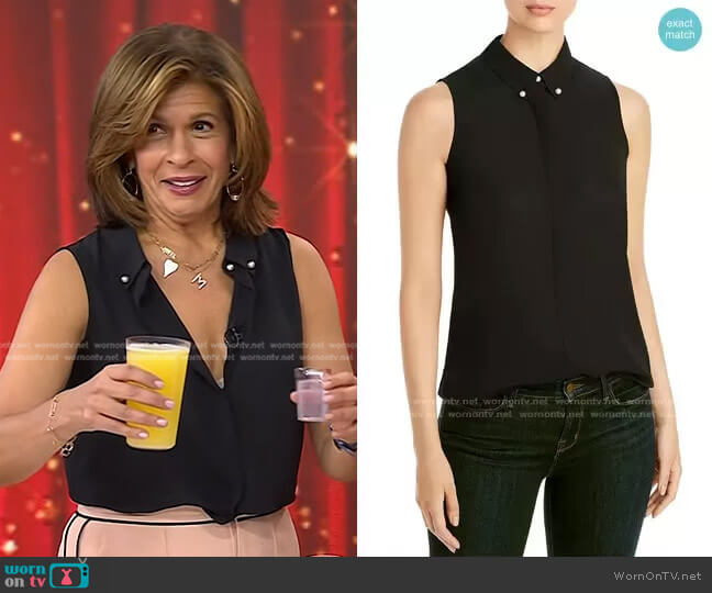 Karl Lagerfeld Imitation Pearl Button Sleeveless Top worn by Hoda Kotb on Today