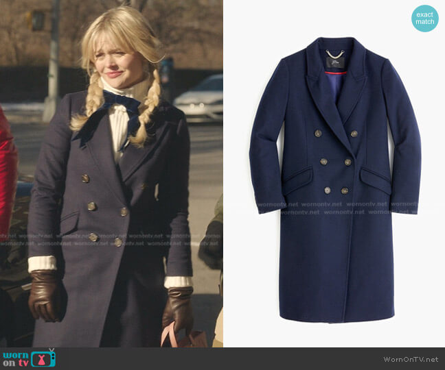 J. Crew Double-Breasted Topcoat in wool cashmere worn by Audrey Hope (Emily Alyn Lind) on Gossip Girl