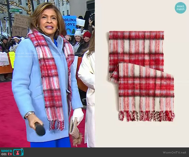 J. Crew Plaid Scarf in textured wool worn by Hoda Kotb on Today