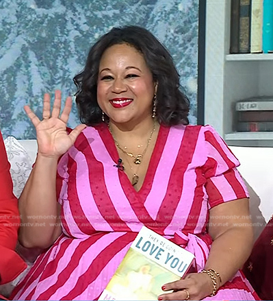 Jasmine Guillory’s pink and red striped dress on Today