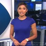 Jericka’s blue laser cut dress on CBS Evening News